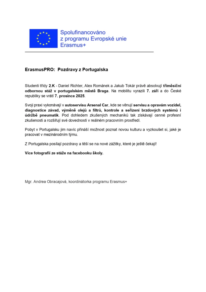 ErasmusPRO: Pozdravy z Portugalska 2025