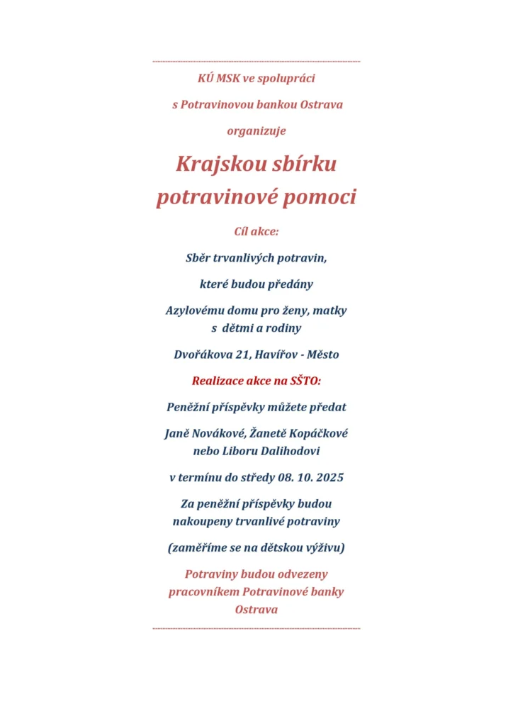 Sbírka potravinové pomoci 2025