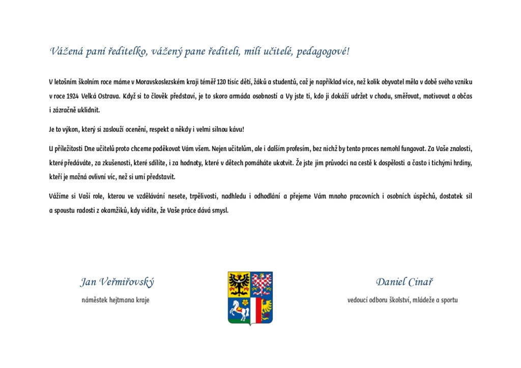Přání ke dni učitelů 2026