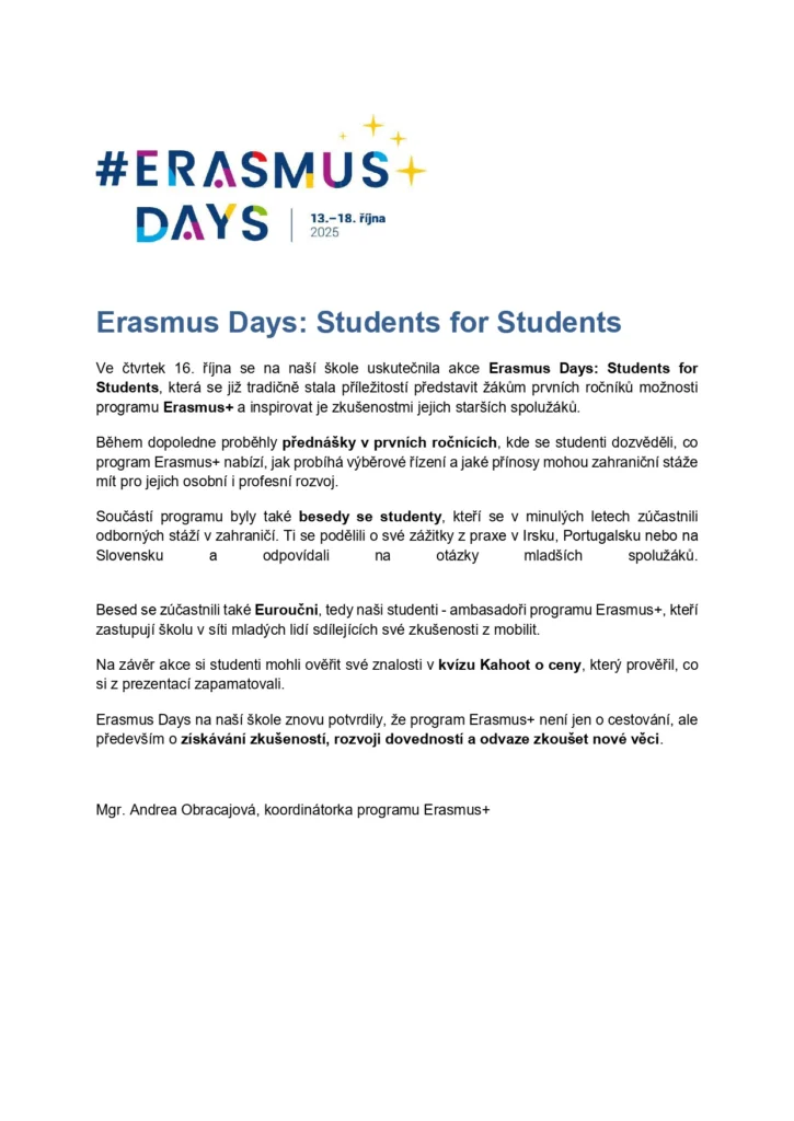 Erasmus Days: Students for Students 2025