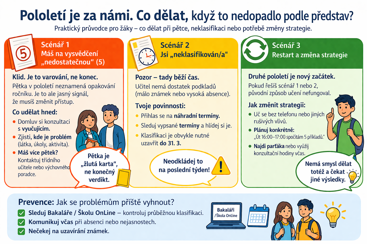 Infografika: co dělat, když žák neuspěl v pololetí