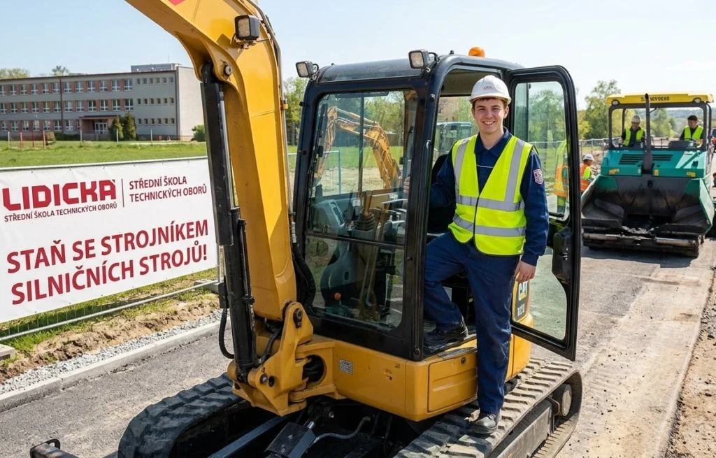 Obor Strojník silničních strojů – žák LIDICKÁ na minibagru