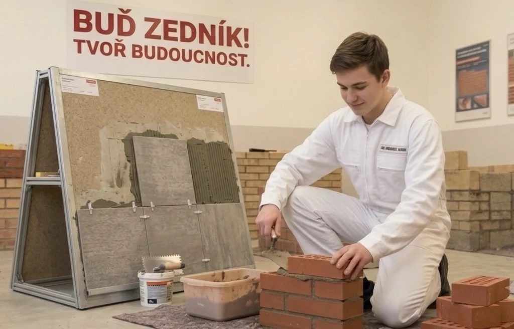 Obor Zedník–obkladač – žák LIDICKÁ zdí z cihel v dílně